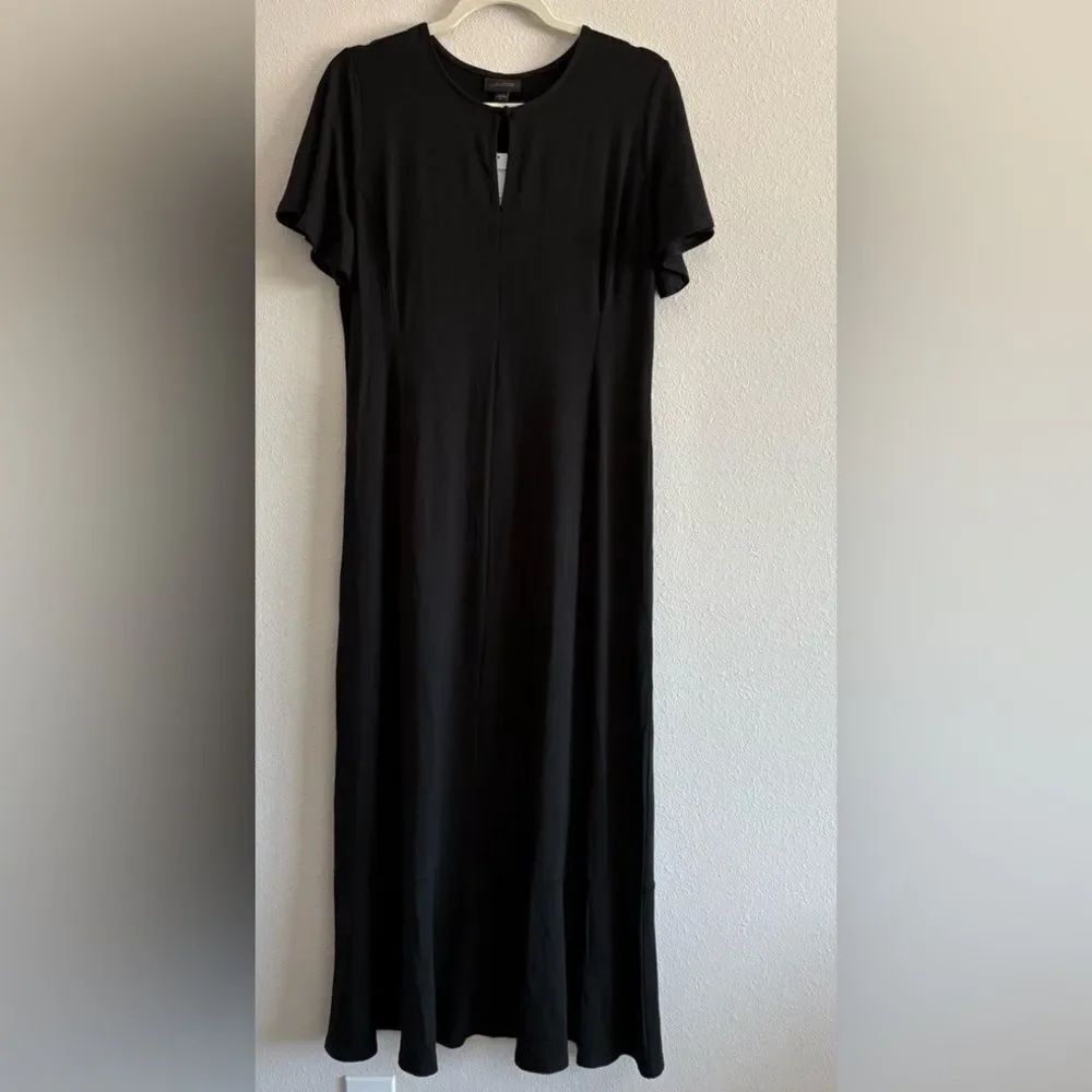 NWT J.Jill Wearever Collection Keyhole Button Neckline Maxi Dress 3X Black